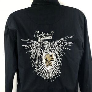 Franky & Max men’s black embroidered detail shirt